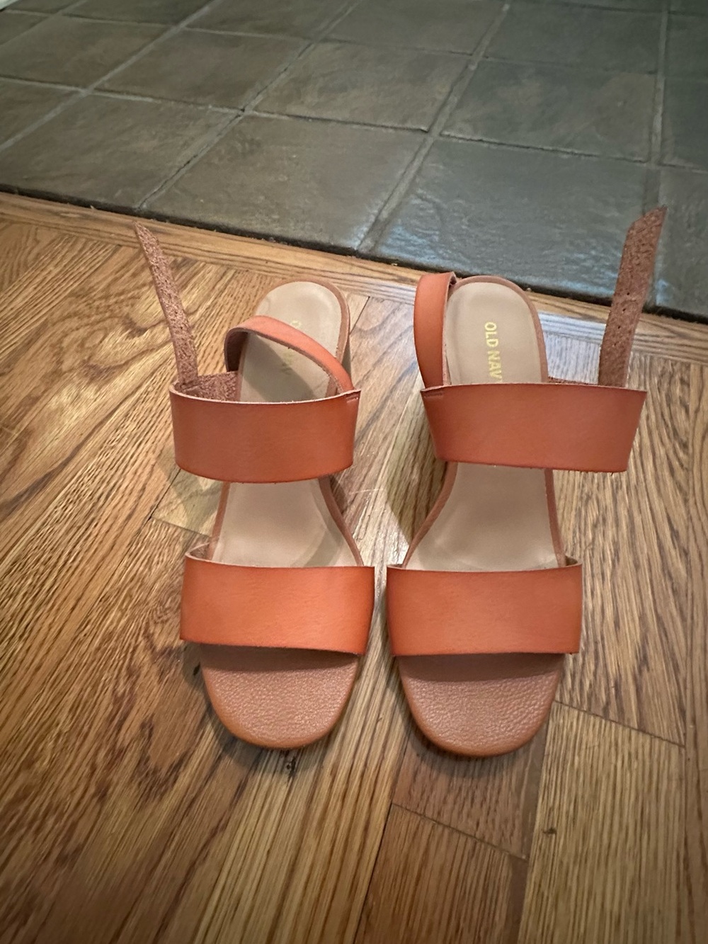 Old Navy Women's Orange Double-Strap Block Heel Sandals